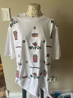 Vintage 90s Casino inspired Tshirt with Bedazzled graphics